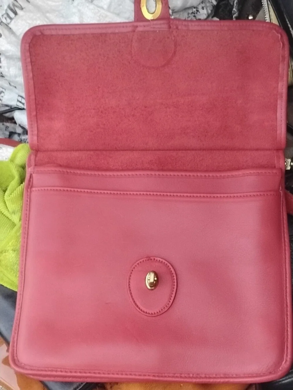 Coach Red Leather Satchel with Gold-Tone Hardware